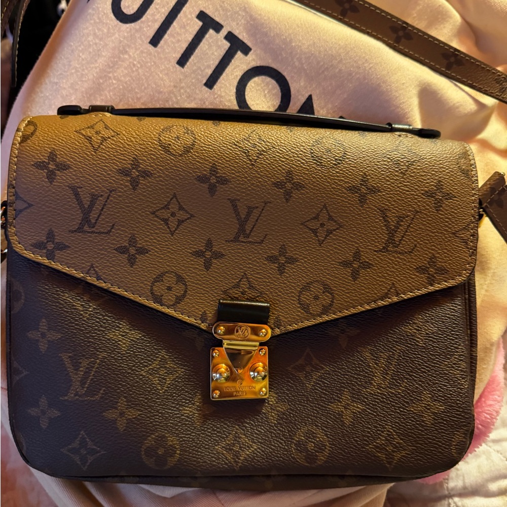 Louis Vuitton Brown Monogram Crossbody Bag with Gold Hardware